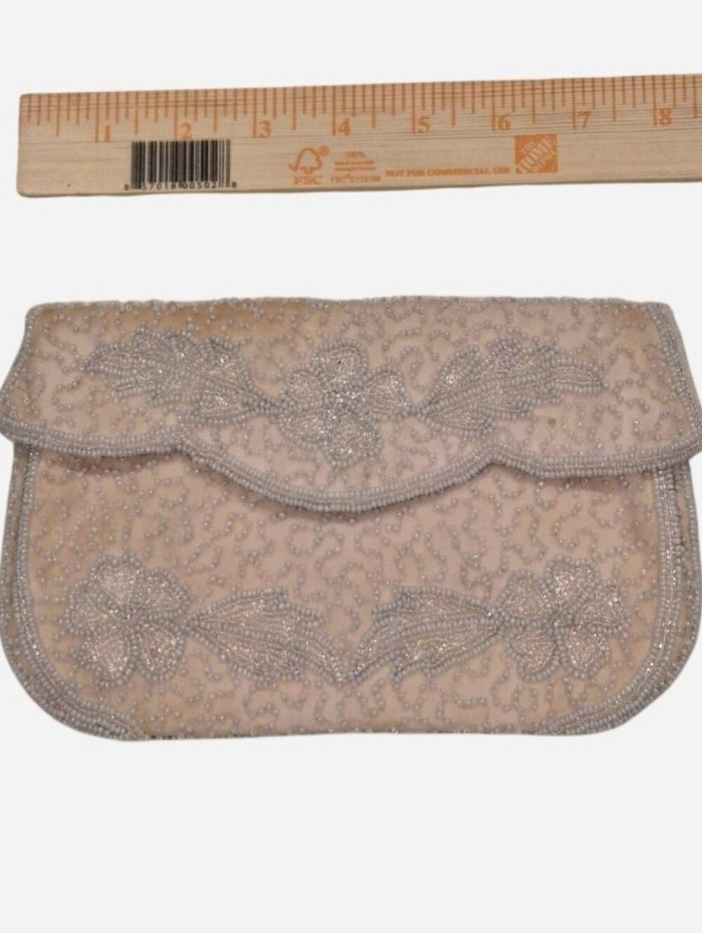 Vintage Walborg Pearl Beaded Pouch Clutch Bag Made‎ in Belgium Floral Bridal